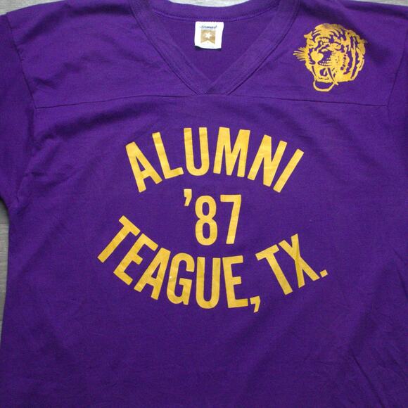 Vintage 80's Bomark Booker T Washington Ft Worth T Shirt L Purple Made in USA - Picture 1 of 7